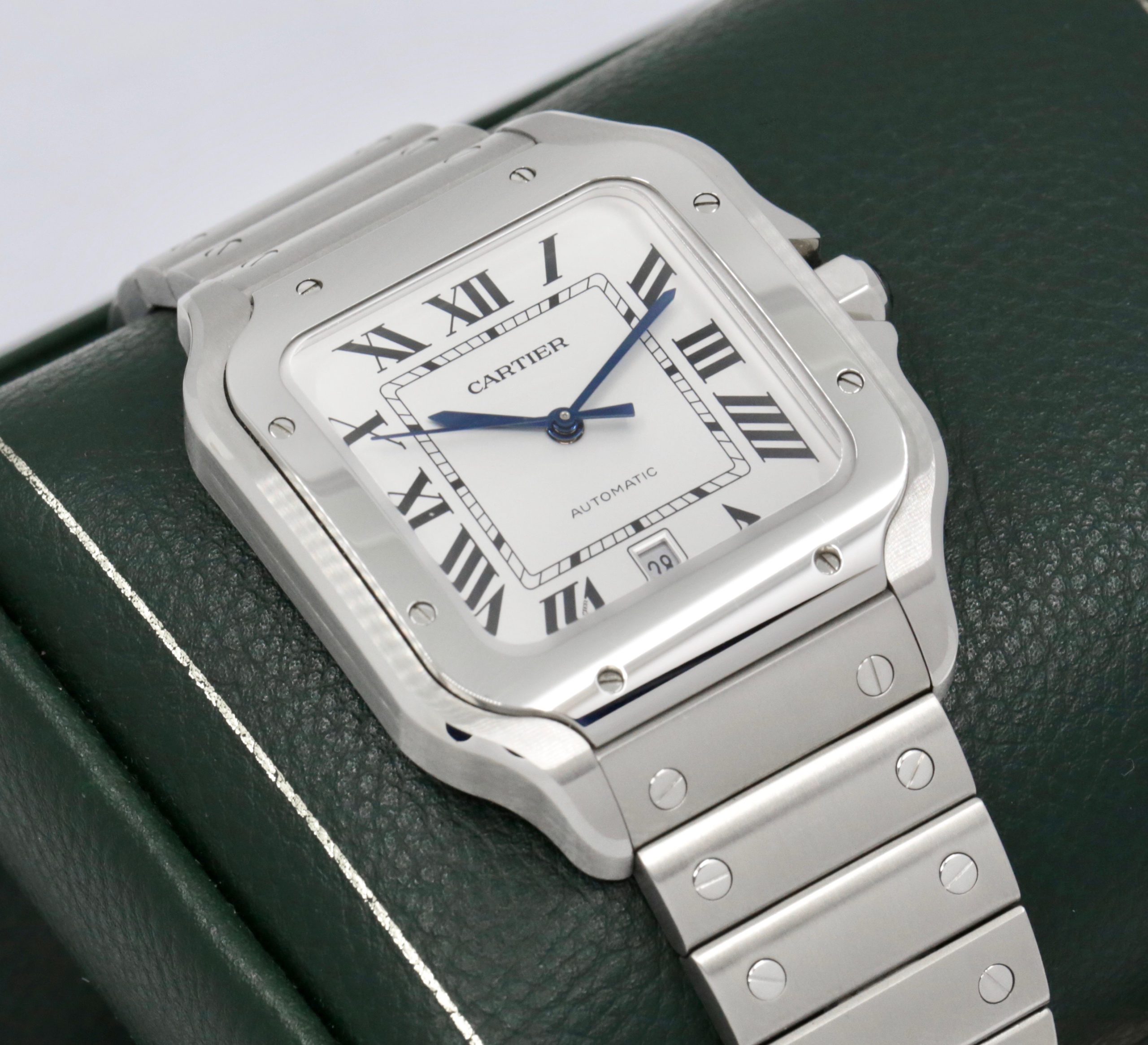 Cartier Santos de Cartier Watch, Large Model, Stainless Steel, Silver Roman Dial, on Stainless Steel Cartier Bracelet, Ref. WSSA0018, Circa: 2023, Complete with Box, Papers & Balance of 2 Year Cartier Factory Warranty - Image 4