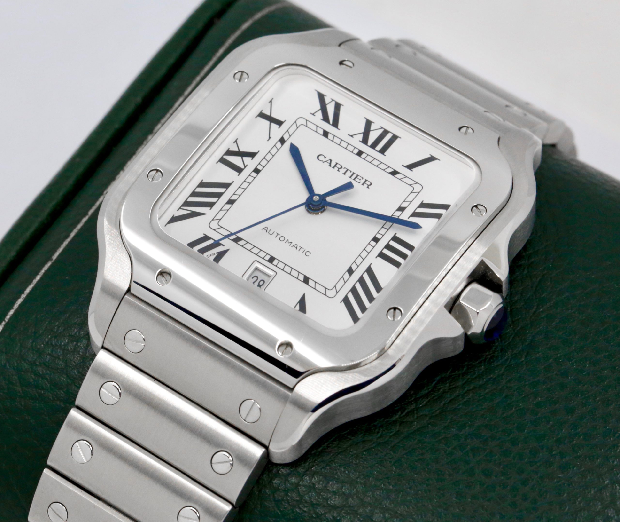 Cartier Santos de Cartier Watch, Large Model, Stainless Steel, Silver Roman Dial, on Stainless Steel Cartier Bracelet, Ref. WSSA0018, Circa: 2023, Complete with Box, Papers & Balance of 2 Year Cartier Factory Warranty - Image 3