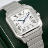 Cartier Santos de Cartier Watch, Large Model, Stainless Steel, Silver Roman Dial, on Stainless Steel Cartier Bracelet, Ref. WSSA0018, Circa: 2023, Complete with Box, Papers & Balance of 2 Year Cartier Factory Warranty