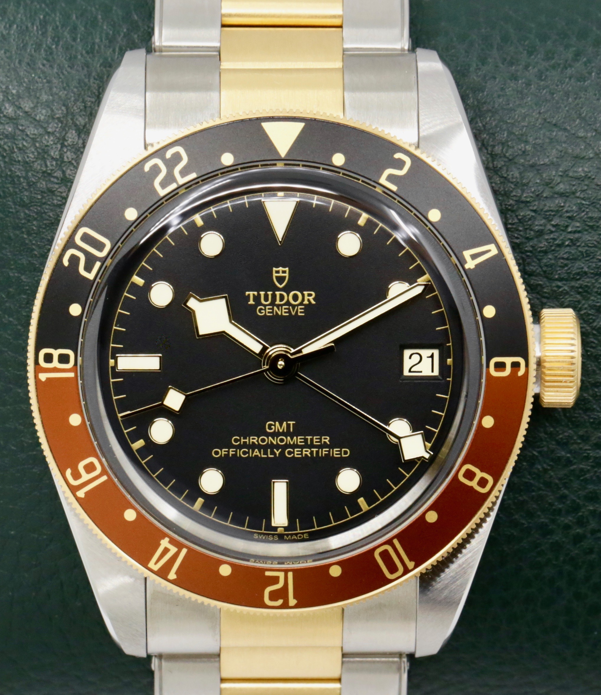 Tudor Black Bay GMT S/G , Stainless Steel & Gold, Black & Brown Bezel, Black Index Dial, on Stainless Steel & Gold Tudor Oyster Bracelet, Ref. 79833MN, Circa: 2023, Complete with Box, Books, Tudor Warranty Card & Balance of 5 Year Tudor Factory Warranty *Mint* - ON SALE $5,800