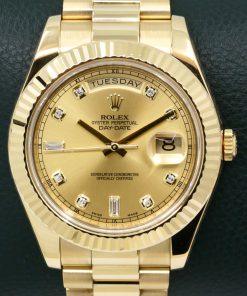 Rolex Oyster Perpetual Day-Date II, 41mm, in 18ct Yellow Gold, Factory Set Champagne Diamond Dial, on 18ct Yellow Gold Rolex President Bracelet, Ref. 218238, Circa: 2014, with Box & Papers.