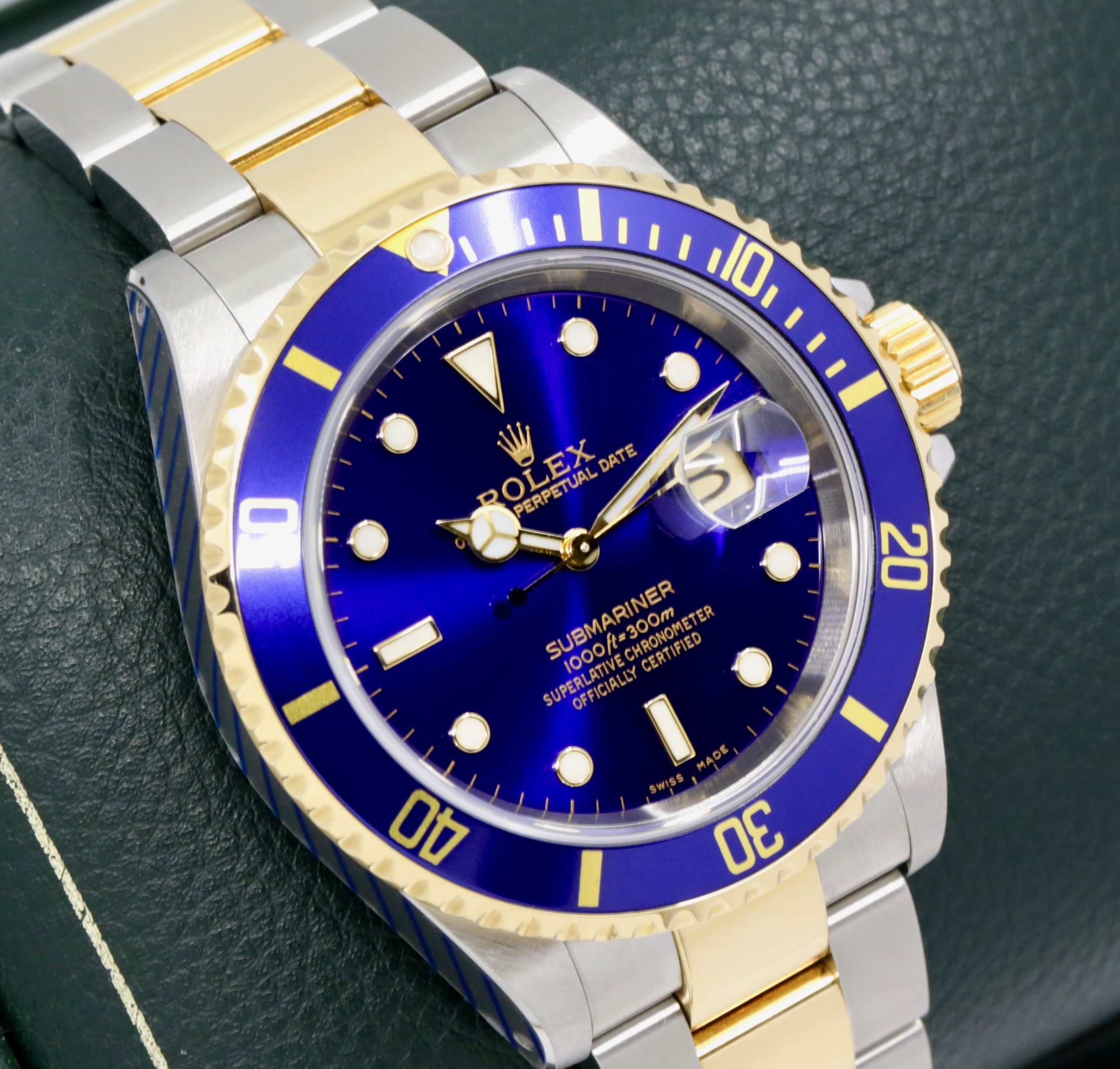 Rolex Submariner Date, Stainless Steel & 18ct Yellow Gold, Blue Aluminum Bezel, Blue Index Dial, on Stainless Steel Rolex Oyster Bracelet, Ref. 16613, Circa: 2000, with Rolex Box, Rolex Service Card, & Balance of 2 Year Rolex Service Warranty - Image 2