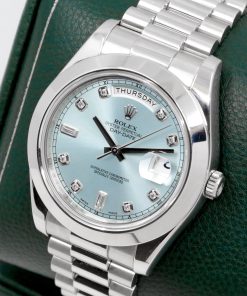 Alternative view of Rolex Oyster Perpetual Day-Date II, in Platinum, Factory Set Diamond Ice Blue Dial, on Platinum Rolex President Bracelet, Ref. 218206, Circa: 2010, with Box, Books, Swing Tag, Rolex Warranty Card & Rolex Service Card