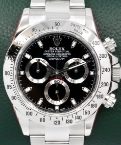 Rolex Cosmograph Daytona, in Stainless Steel, Black Index Dial, Stainless Steel Bezel on a Rolex Oystersteel Bracelet, Ref. 116520, Circa: 2013, with Box, Books, Rolex Warranty Card, Rolex Service Card & Balance of 2 Year Rolex Service Warranty