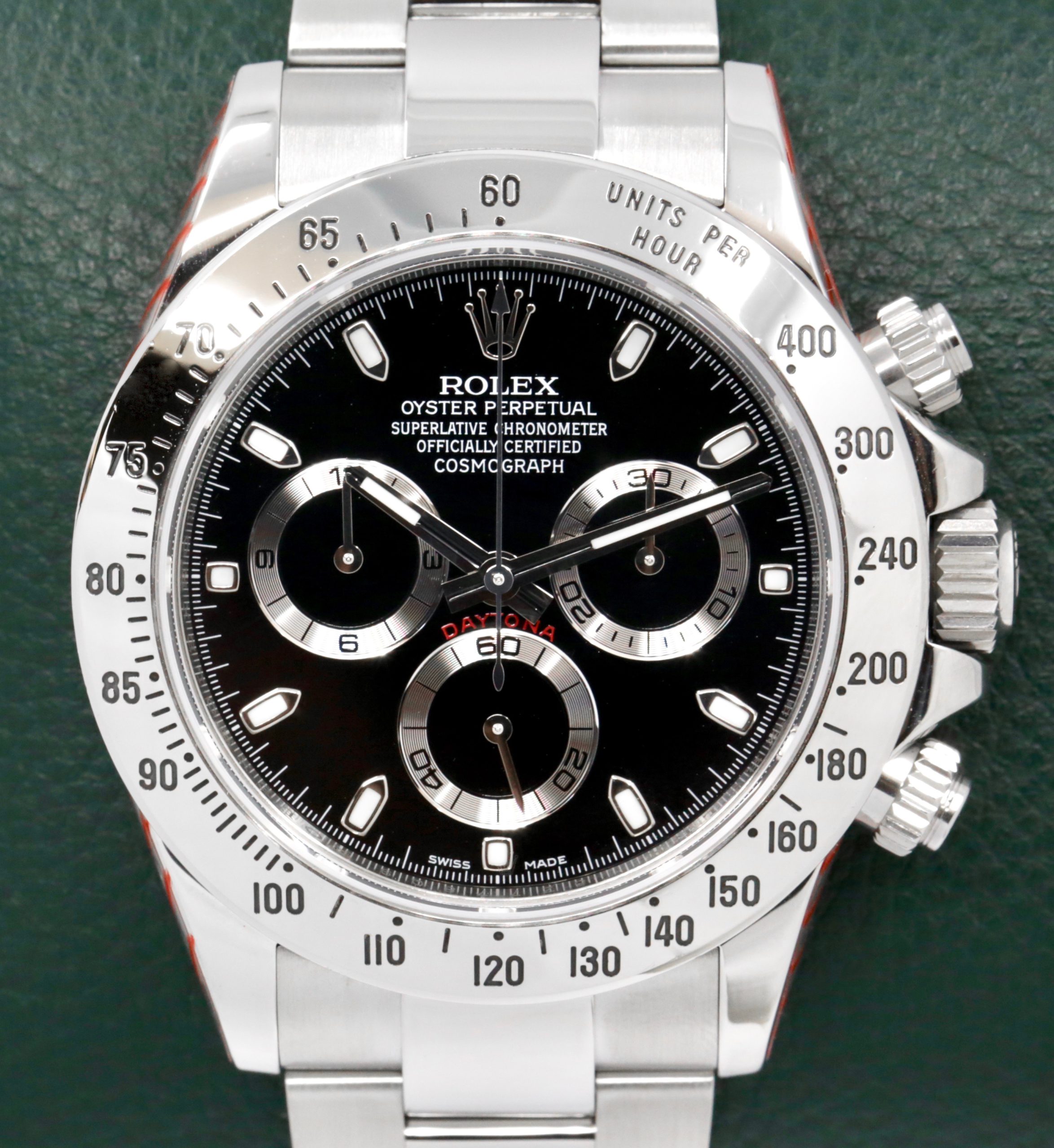 Rolex Cosmograph Daytona, in Stainless Steel, Black Index Dial, Stainless Steel Bezel on a Rolex Oystersteel Bracelet, Ref. 116520, Circa: 2013, with Box, Books, Rolex Warranty Card, Rolex Service Card & Balance of 2 Year Rolex Service Warranty