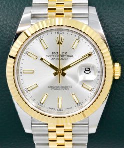 Rolex Datejust 41, in Stainless Steel & 18ct Yellow Gold, Fluted Bezel, Silver Index Dial, on Stainless Steel & 18ct Yellow Gold Rolex Jubilee Bracelet, Ref. 126333, Circa: 2016, Complete with Box, Books, Swing Tags & Rolex Warranty Card. Just returned for Rolex Service with a 2 year Warranty.