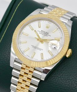 Alternative view of Rolex Datejust 41, in Stainless Steel & 18ct Yellow Gold, Fluted Bezel, Silver Index Dial, on Stainless Steel & 18ct Yellow Gold Rolex Jubilee Bracelet, Ref. 126333, Circa: 2016, Complete with Box, Books, Swing Tags & Rolex Warranty Card. Just returned for Rolex Service with a 2 year Warranty.