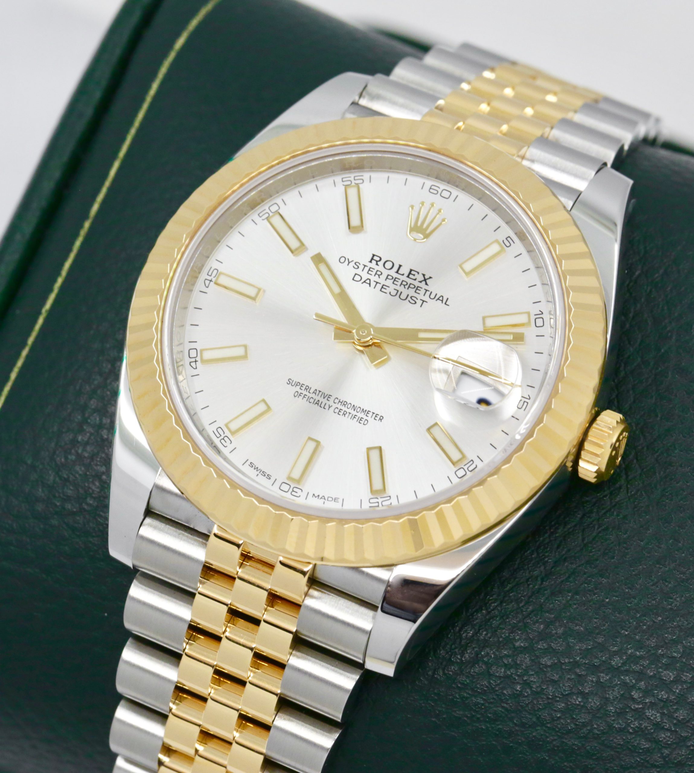 Rolex Datejust 41, in Stainless Steel & 18ct Yellow Gold, Fluted Bezel, Silver Index Dial, on Stainless Steel & 18ct Yellow Gold Rolex Jubilee Bracelet, Ref. 126333, Circa: 2016, Complete with Box, Books, Swing Tags & Rolex Warranty Card. Just returned for Rolex Service with a 2 year Warranty. - Image 2