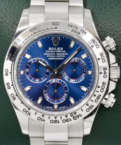 Rolex Cosmograph Daytona, in 18ct White Gold, Blue Index Dial on 18ct White Gold Rolex Oyster Bracelet, Ref. 116509, Circa: 2018, with Box, Books & Rolex Warranty Card