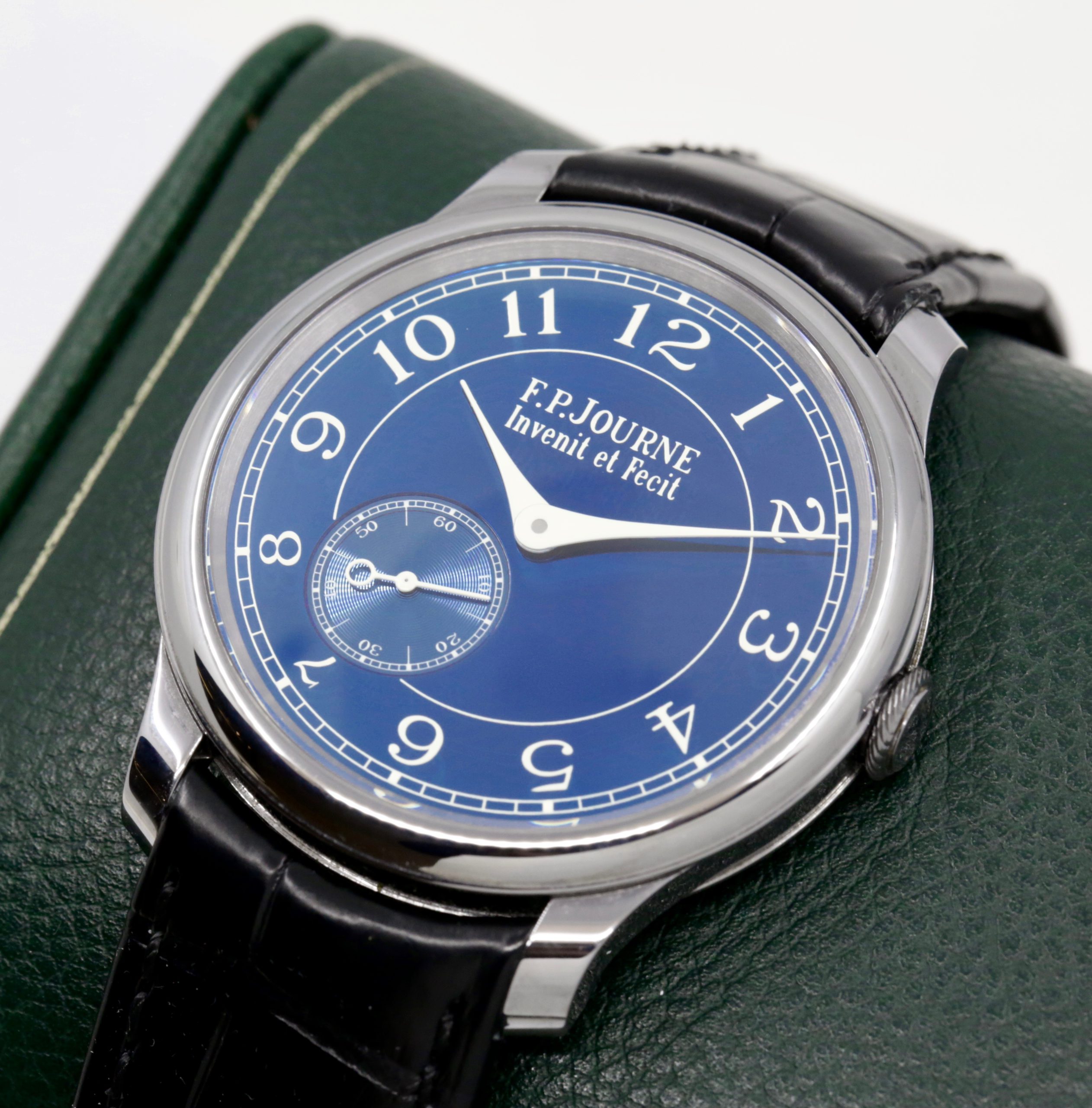 F.P. Journe Chronomètre Bleu, Tantalum Case, Chrome Blue Dial, on Black F.P. Journe Alligator Strap with F.P. Journe Tang Buckle, Circa: 2018, with Box, Books & F.P. Journe Warranty Card