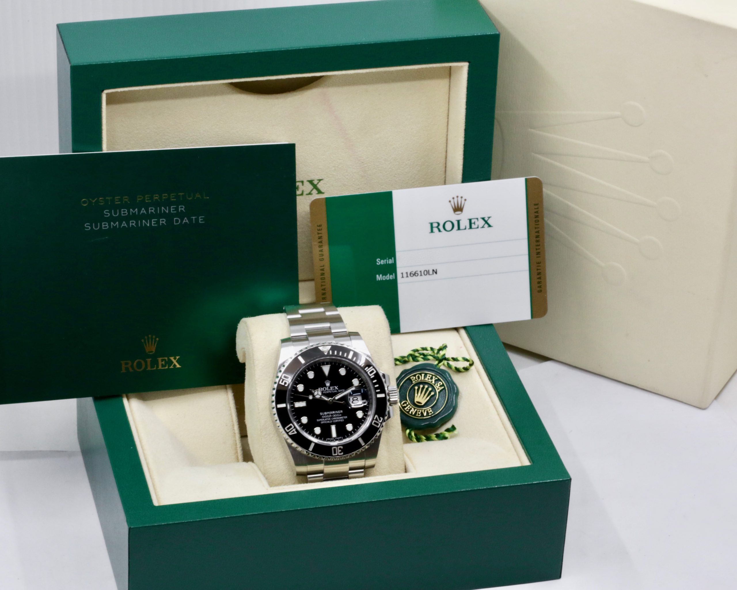Rolex Submariner Date, Stainless Steel, Black Ceramic Bezel, Black Index Dial, on Stainless Steel Rolex Oyster Bracelet, Ref. 116610LN, Circa: 2017, with Box, Book & Rolex Warranty Card - Image 7