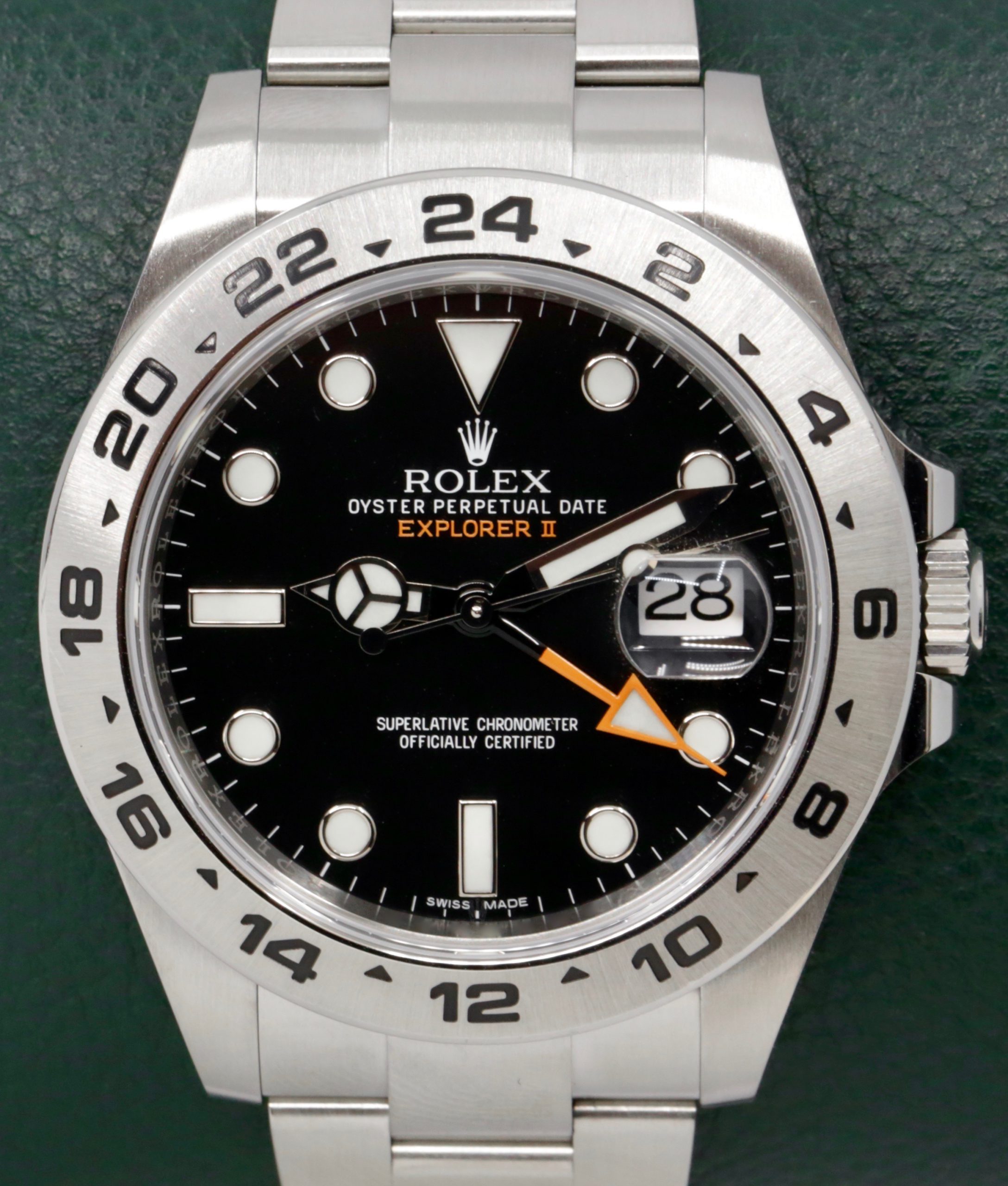 Rolex Explorer II, Stainless Steel, Black Index Dial with Orange GMT-Hand, Stainless Steel Rolex Oyster Bracelet, Ref. 216570, Circa: 2018, with Box, Books & Rolex Warranty Card