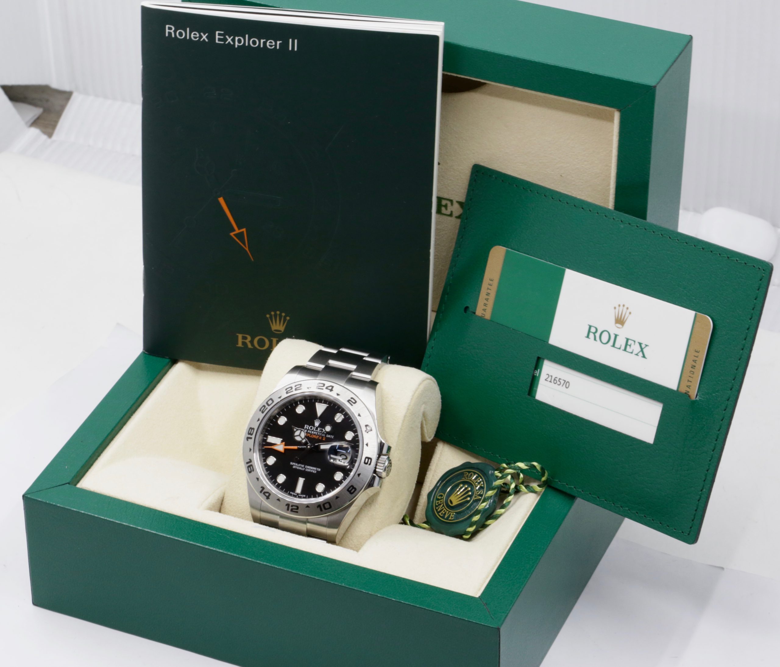 Rolex Explorer II, Stainless Steel, Black Index Dial with Orange GMT-Hand, Stainless Steel Rolex Oyster Bracelet, Ref. 216570, Circa: 2018, with Box, Books & Rolex Warranty Card - Image 8