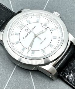 Carl F. Bucherer Patravi AutoDate, Stainless Steel, White Index Dial, on a black leather band, Ref. 10617-08A, be like Mr. Wick!!