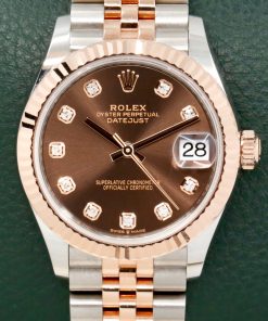 Rolex Datejust 31, Stainless Steel & 18ct Everose Gold, Factory Set Diamond Dial, Fluted Bezel, on Stainless Steel & 18ct Everose Gold Rolex Jubilee Bracelet, Ref. 278271, Circa: 2024, Complete with Box, Books, Rolex Warranty Card & Balance of 5 Year Rolex Factory Warranty