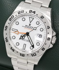 Alternative view of Rolex Explorer II “Polar”, Stainless Steel, White Index Dial with Orange GMT-Hand, on Stainless Steel Rolex Oyster Bracelet, Ref. 216570, Circa: 2019, with Box, Books, Green Chronometer Swing Tags, Rolex Warranty Card.