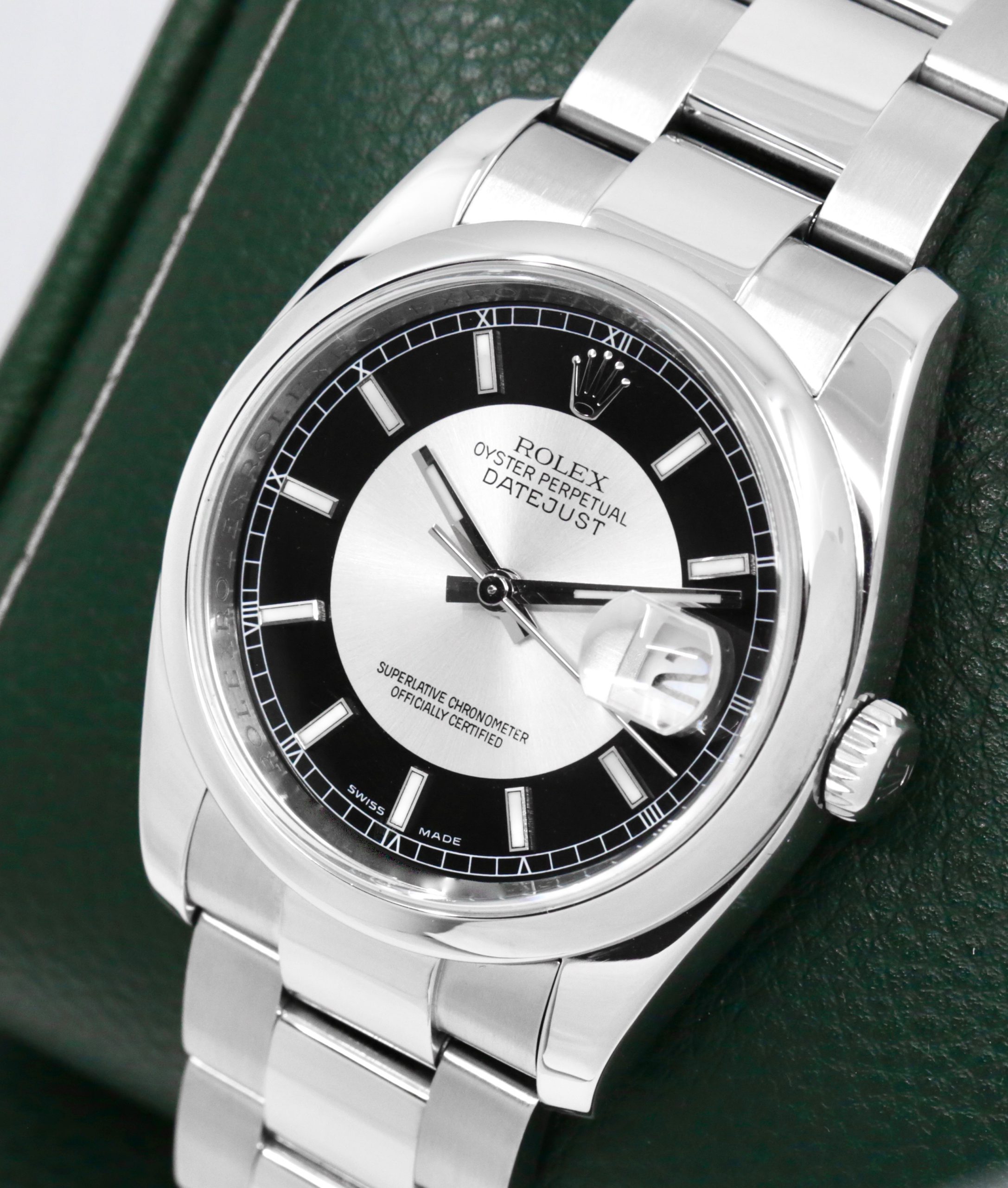 Rolex Oyster Perpetual Datejust 36, Stainless Steel, "Tuxedo" Black & Silver Index Dial, Smooth Bezel, on Stainless Steel Rolex Oyster Bracelet, Ref. 116200, Circa: 2009 - Image 2
