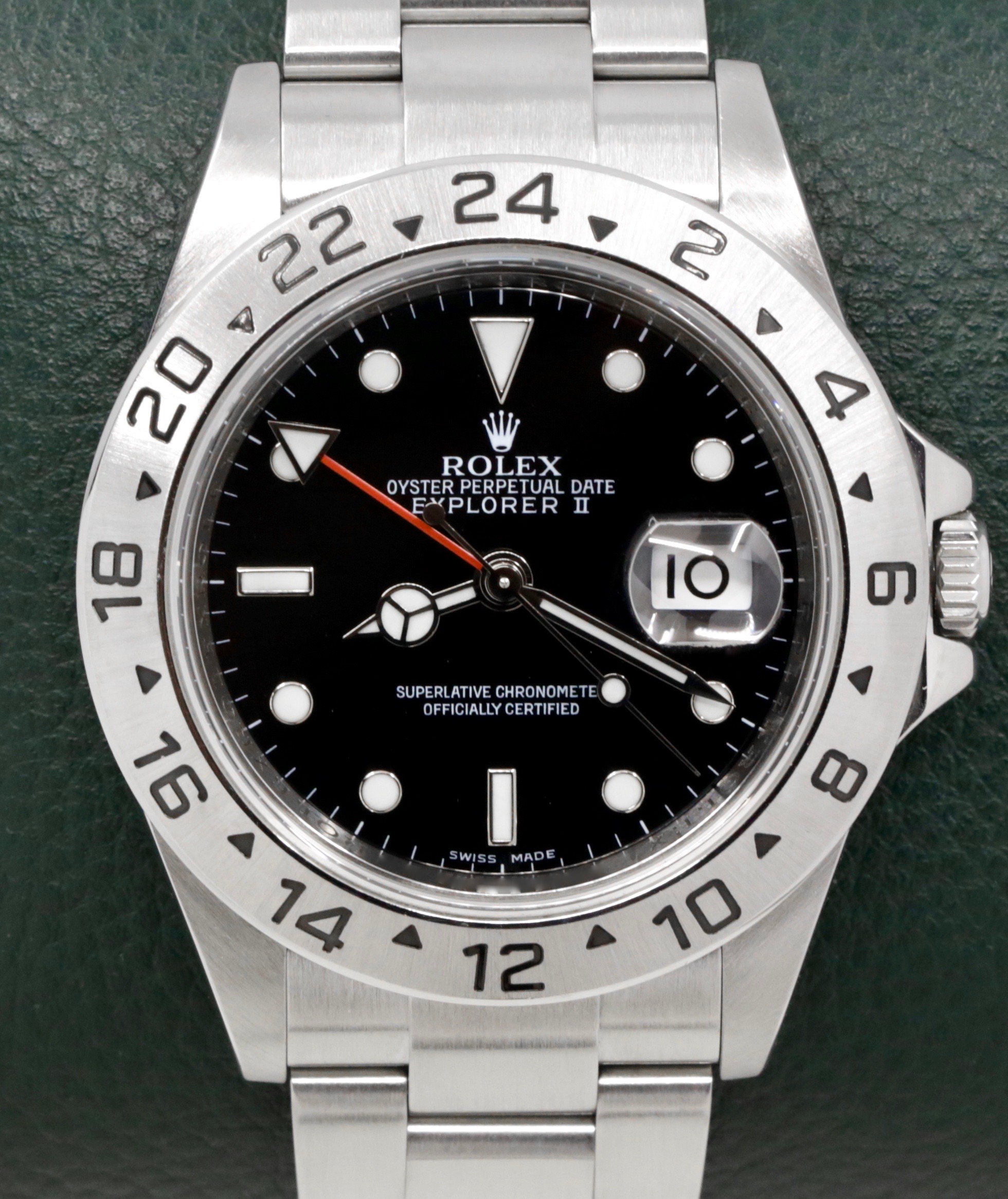Rolex Oyster Perpetual Explorer II, Stainless Steel, Black Index Dial with Red GMT Hand, on Stainless Steel Rolex Oyster Bracelet, Ref. 16570, Circa: 2001