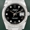 Rolex Oyster Perpetual Date, Stainless Steel, 18ct White Gold Fluted Bezel, Factory Set Diamond Dial, on Stainless Steel Rolex Oyster Bracelet, Ref. 115234, Circa: 2018, with Box, Books, Swing Tag, and Rolex Warranty Card
