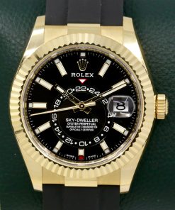 Rolex Sky-Dweller, in 18ct Yellow Gold, Black Index Dial, on Rolex Oysterflex Strap with 18ct Yellow Gold Rolex Deployant, Ref. 326238, Circa: 2022, with Box, Rolex Warranty Card & Balance of 5 Year Rolex Warranty