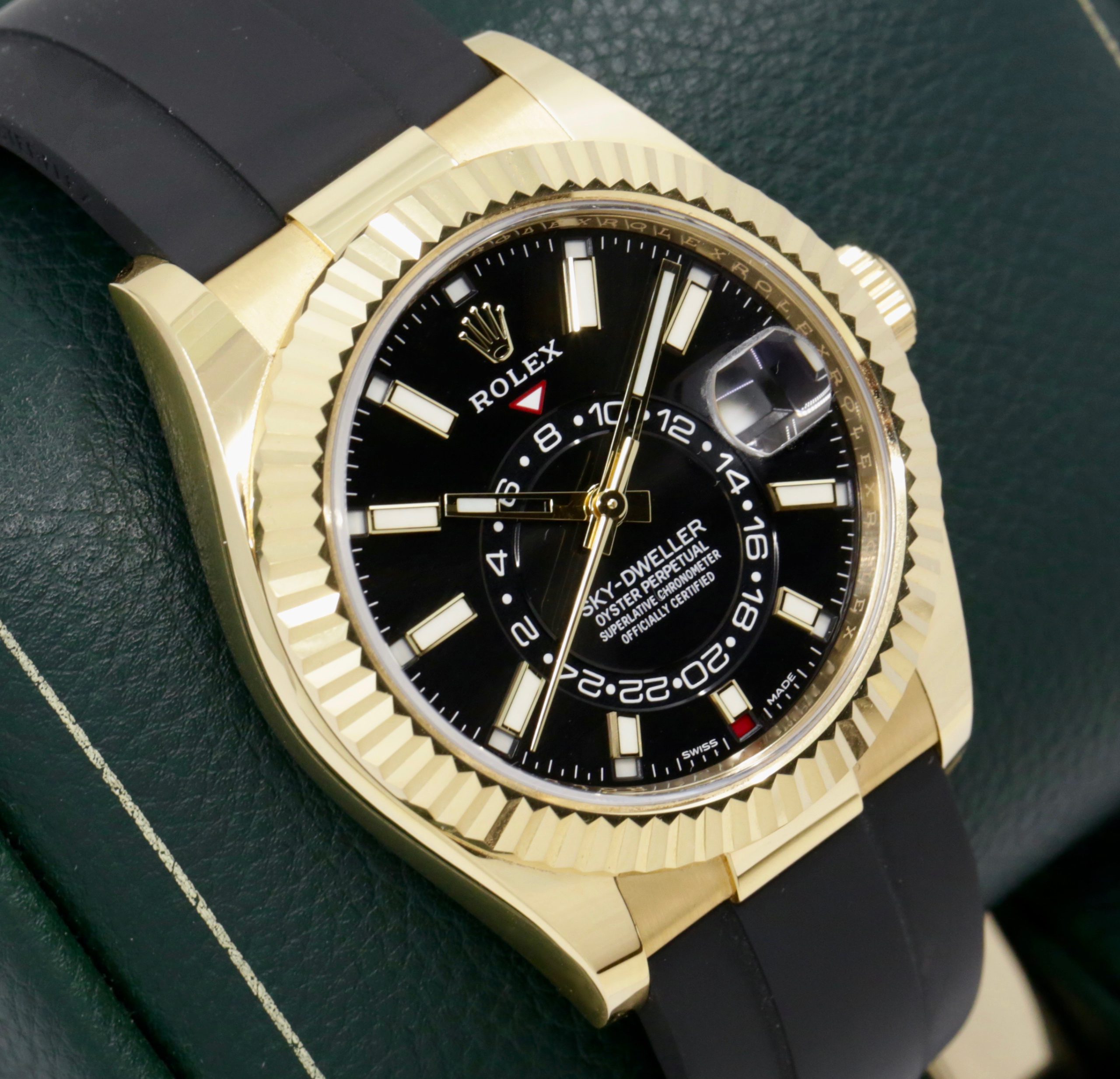 Rolex Sky-Dweller, in 18ct Yellow Gold, Black Index Dial, on Rolex Oysterflex Strap with 18ct Yellow Gold Rolex Deployant, Ref. 326238, Circa: 2022, with Box, Rolex Warranty Card & Balance of 5 Year Rolex Warranty - Image 2
