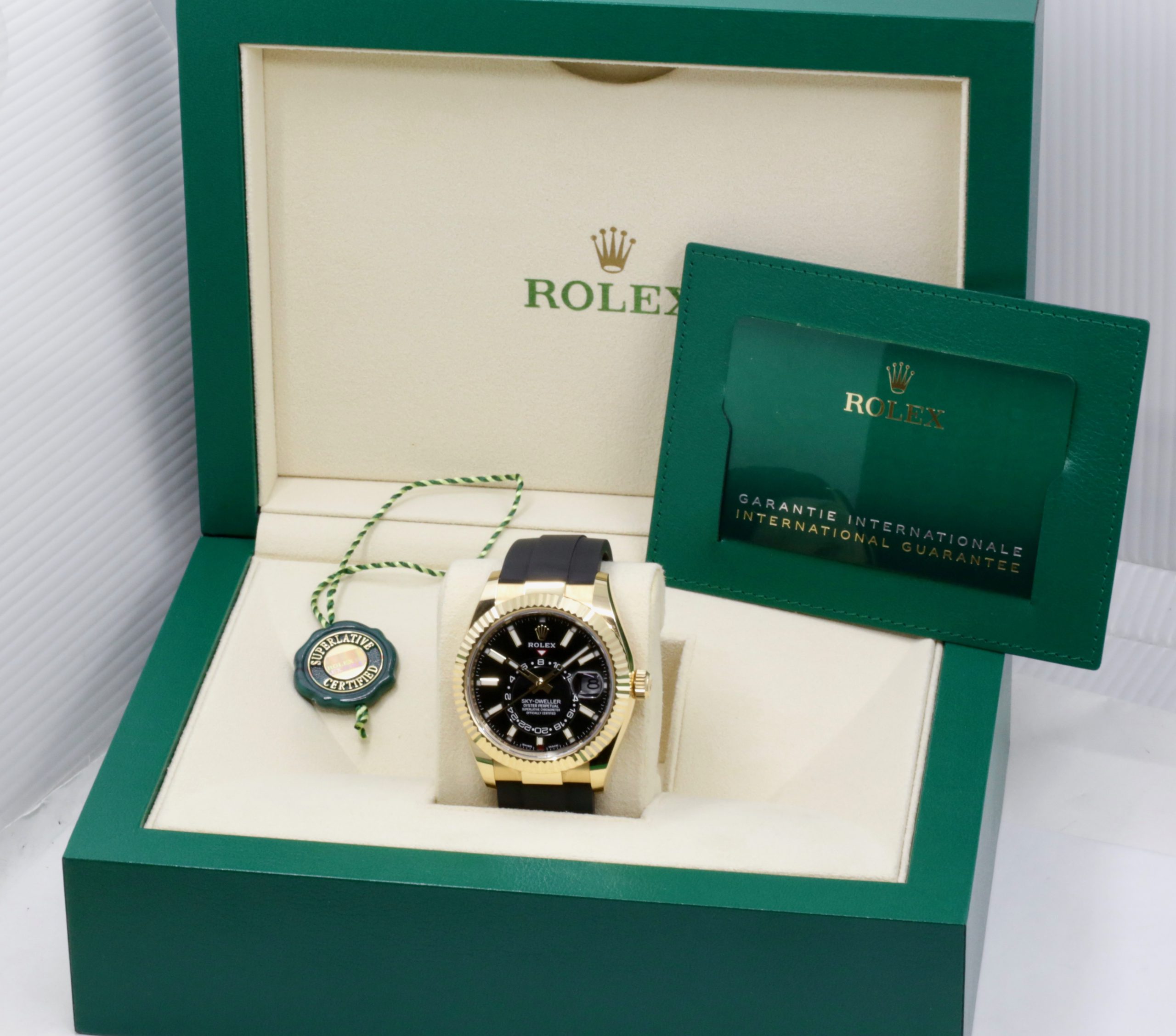 Rolex Sky-Dweller, in 18ct Yellow Gold, Black Index Dial, on Rolex Oysterflex Strap with 18ct Yellow Gold Rolex Deployant, Ref. 326238, Circa: 2022, with Box, Rolex Warranty Card & Balance of 5 Year Rolex Warranty - Image 6