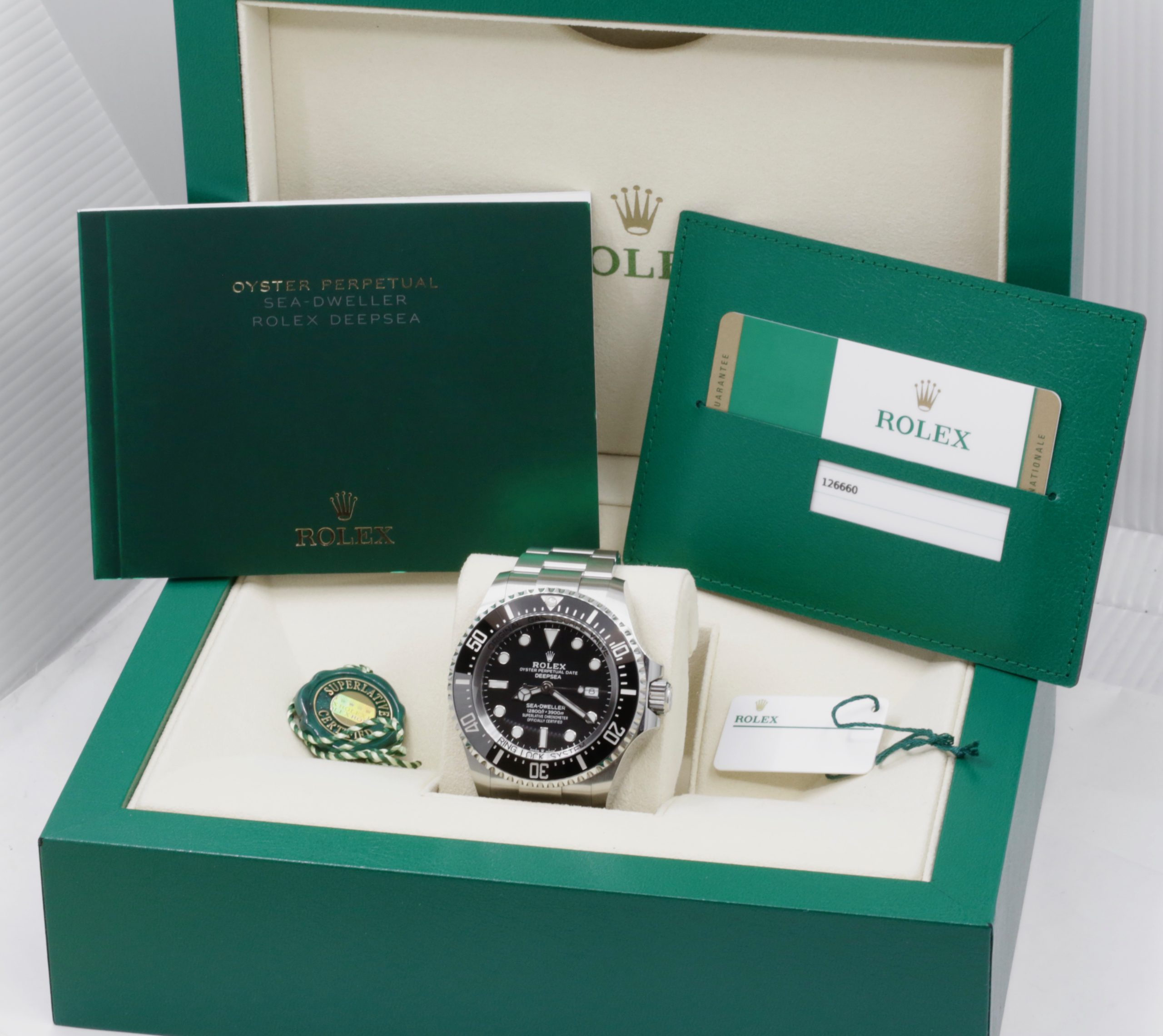 Rolex Oyster Perpetual Sea Dweller Deepsea in Rolex OysterSteel with Black Index Dial on Rolex Oystersteel Bracelet Ref. 126660 Circa: 2019 Complete with Box, Books, white and green swing tags and Rolex Warranty Card - Image 7