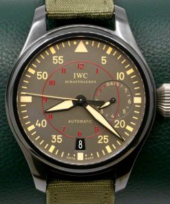 Alternative view of IWC Big Pilot's Top Gun Miramar with Date, Black Ceramic case, Grise Dial with luminescence, Green textile strap with an IWC steel Tang Buckle, Box, Books and IWC Warranty Card, Circa: 2015