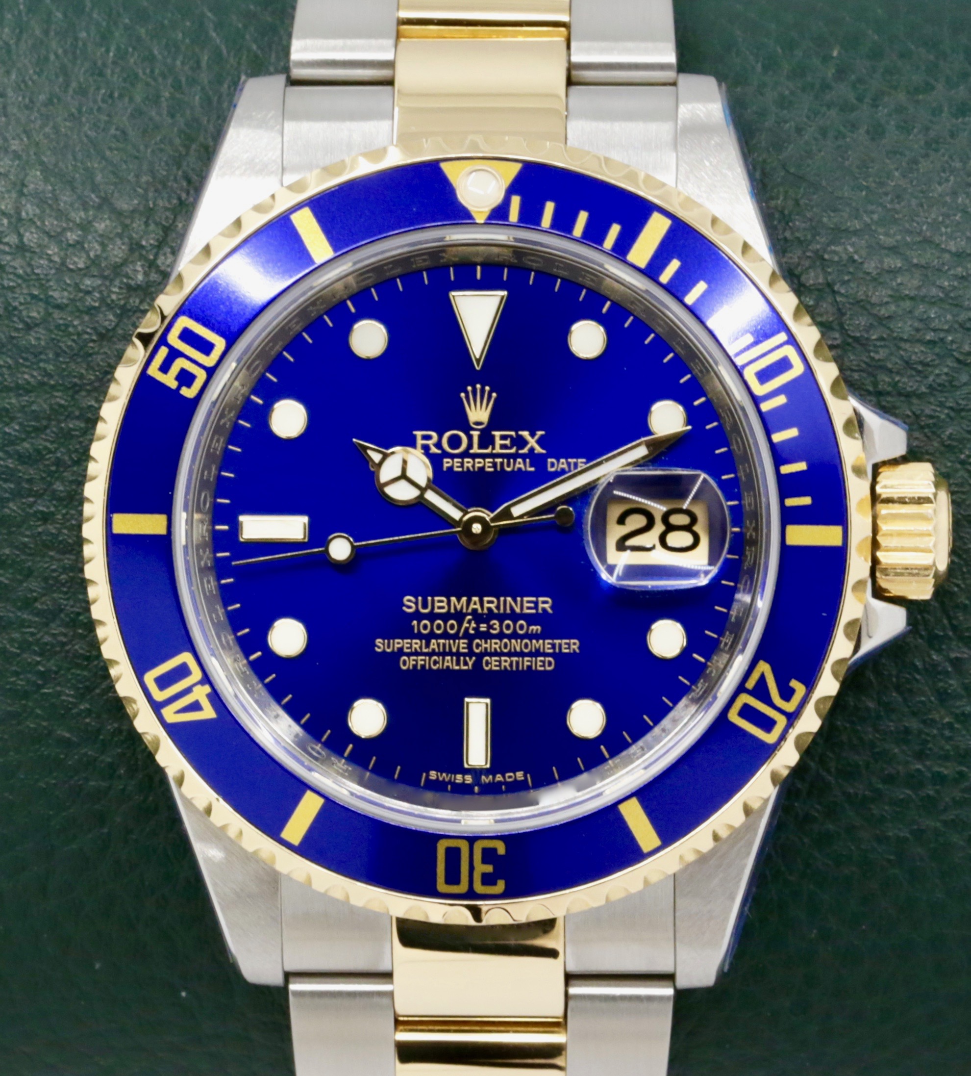 Rolex Submariner Date "Bluesy", in Stainless Steel & 18ct Yellow Gold, Blue Index Dial, on Stainless Steel & 18ct Yellow Gold Rolex Oyster Bracelet, Ref. 16613, Circa: 2010, with Box, Rolex Warranty Card, Rolex Service Card & Balance of 2 Year Rolex Service Warranty