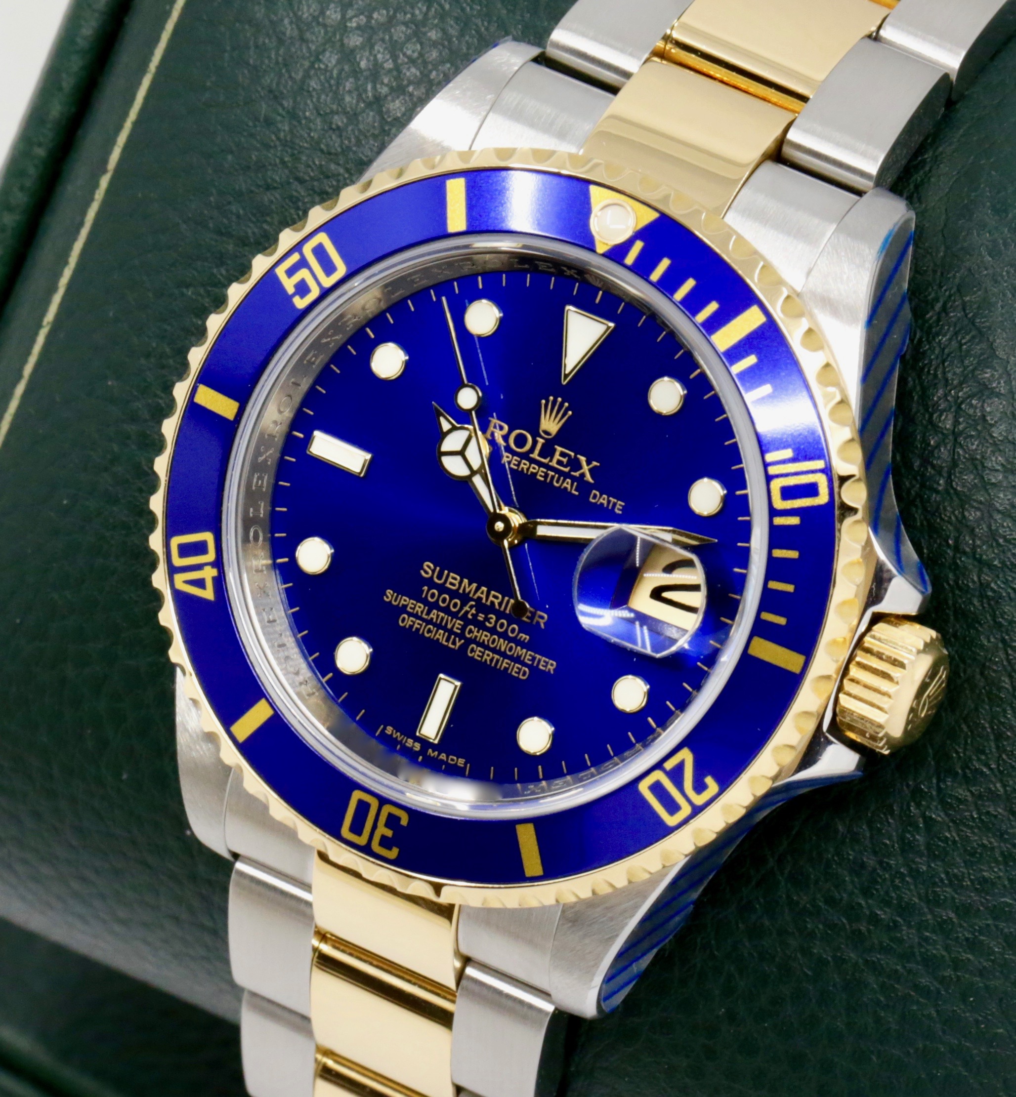 Rolex Submariner Date "Bluesy", in Stainless Steel & 18ct Yellow Gold, Blue Index Dial, on Stainless Steel & 18ct Yellow Gold Rolex Oyster Bracelet, Ref. 16613, Circa: 2010, with Box, Rolex Warranty Card, Rolex Service Card & Balance of 2 Year Rolex Service Warranty - Image 3