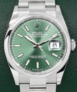 Rolex Oyster Perpetual Datejust 36, Stainless Steel, Mint Green Index Dial, Smooth Bezel, on Stainless Steel Rolex Oyster Bracelet, Ref. 126200, Circa: 2023, with Box, Books, Rolex Warranty Card & Balance of 5 Year Rolex Warranty