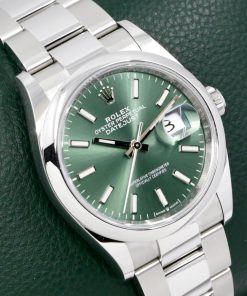 Alternative view of Rolex Oyster Perpetual Datejust 36, Stainless Steel, Mint Green Index Dial, Smooth Bezel, on Stainless Steel Rolex Oyster Bracelet, Ref. 126200, Circa: 2023, with Box, Books, Rolex Warranty Card & Balance of 5 Year Rolex Warranty