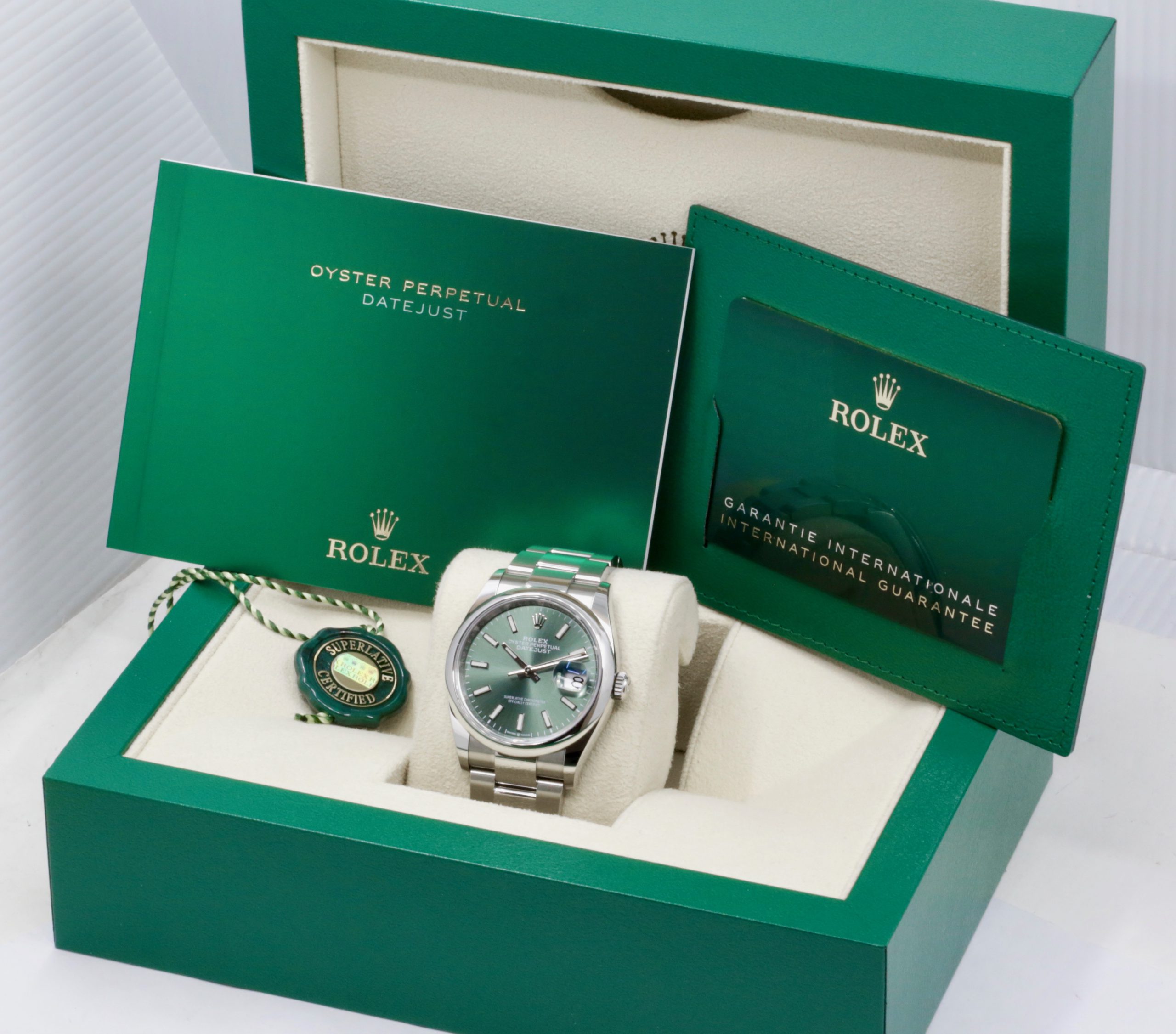 Rolex Oyster Perpetual Datejust 36, Stainless Steel, Mint Green Index Dial, Smooth Bezel, on Stainless Steel Rolex Oyster Bracelet, Ref. 126200, Circa: 2023, with Box, Books, Rolex Warranty Card & Balance of 5 Year Rolex Warranty - Image 7
