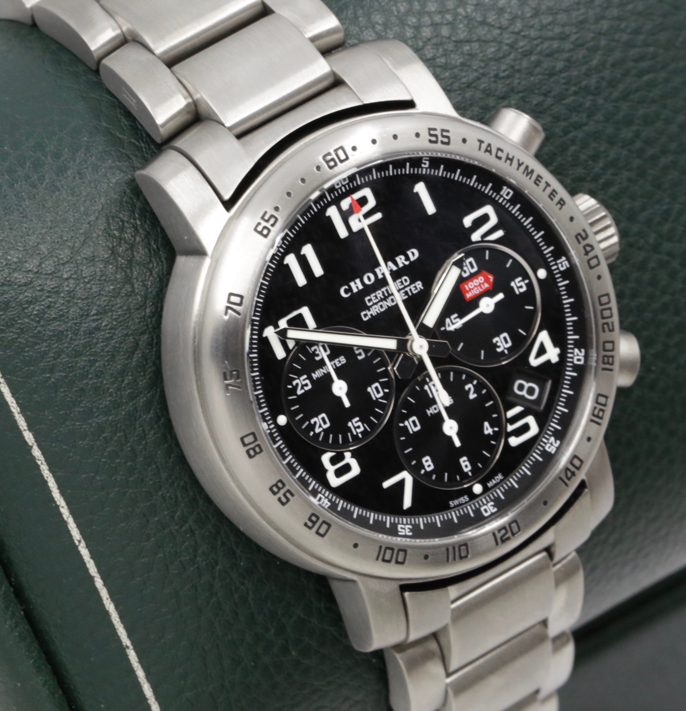 Chopard Mille Miglia Chronograph in Titanium on Titanium Bracelet, Black Arab Dial, Ref 8915, Circa: 2004, With Box books & Warranty Paper - ON SALE $3,300 - Image 4