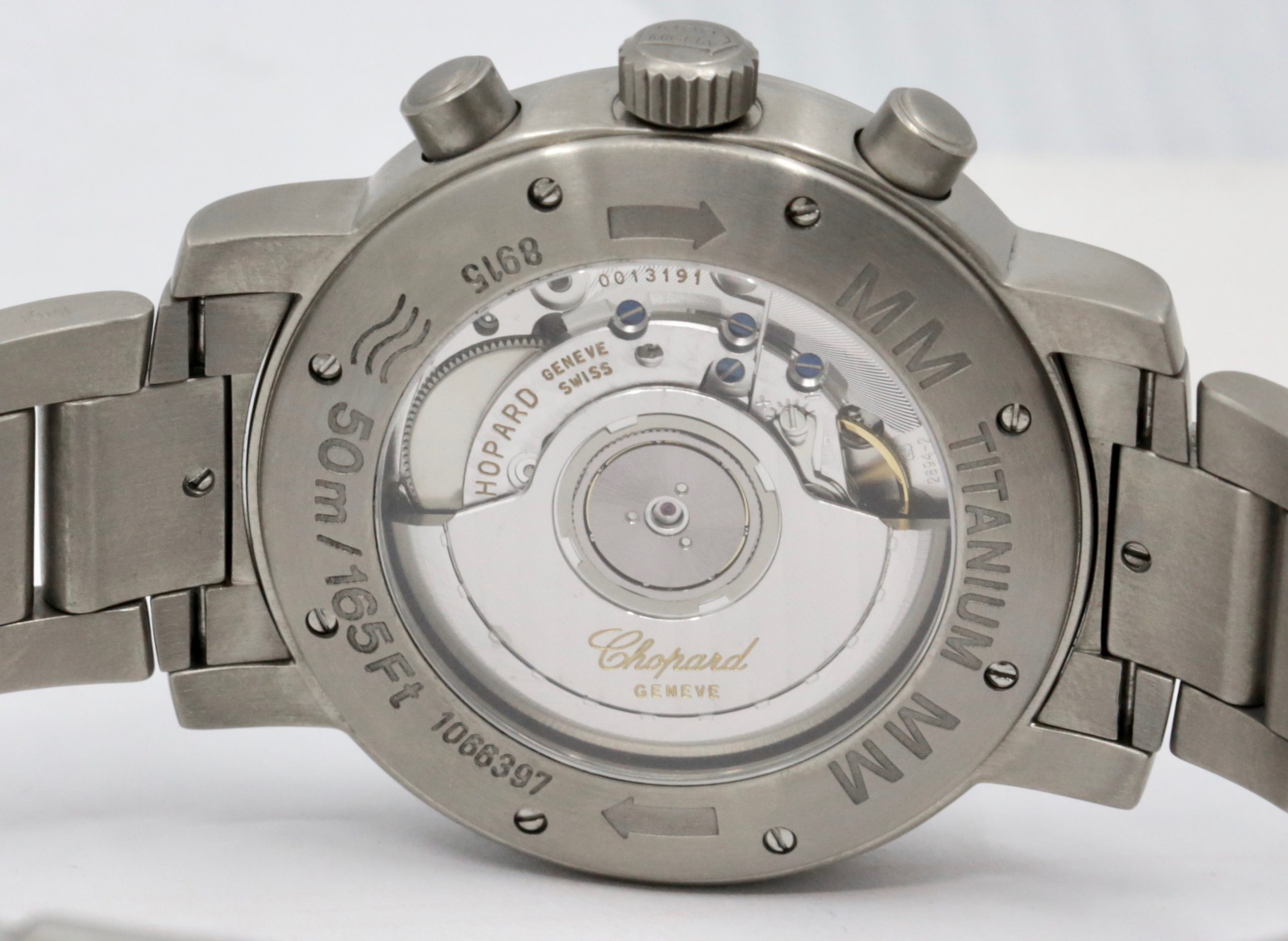 Chopard Mille Miglia Chronograph in Titanium on Titanium Bracelet, Black Arab Dial, Ref 8915, Circa: 2004, With Box books & Warranty Paper - ON SALE $3,300 - Image 6