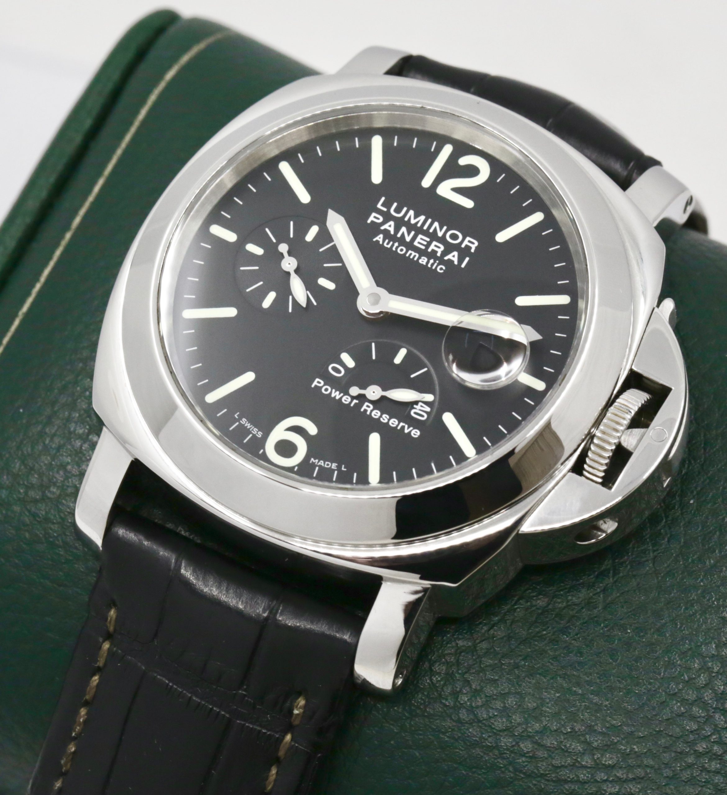 Panerai Luminor Automatic Power Reserve, Stainless Steel, Black Index Dial, on Black Alligator Panerai Strap with Stainless Steel Panerai Deployant, Ref. PAM00090, Circa: 2006, with Box & Papers - $5,900!!! - Image 4