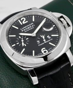 Alternative view of Panerai Luminor Automatic Power Reserve, Stainless Steel, Black Index Dial, on Black Alligator Panerai Strap with Stainless Steel Panerai Deployant, Ref. PAM00090, Circa: 2006, with Box & Papers - $5,900!!!