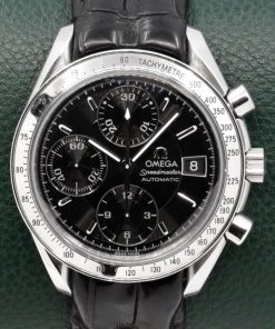 Alternative view of Omega Speedmaster Automatic with Date, Stainless Steel, Black Index & Black Sub Dials, on Black Omega Alligator Leather Strap with Stainless Steel Omega Deployant, Ref. 38135000, Circa: 1999, with Omega Booklets & Omega Warranty Card - $2,800