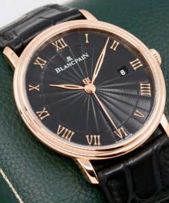 Alternative view of Blancpain Villeret Ultraplate, in 18ct Rose Gold, Black Roman Dial, Black Blancpain Alligator Strap with 18ct Rose Gold Deployant, Ref. 6651 3630 55B, Circa: 2021, Complete with Box, Books & Blancpain Warranty Card - ON SALE!!! $9,900