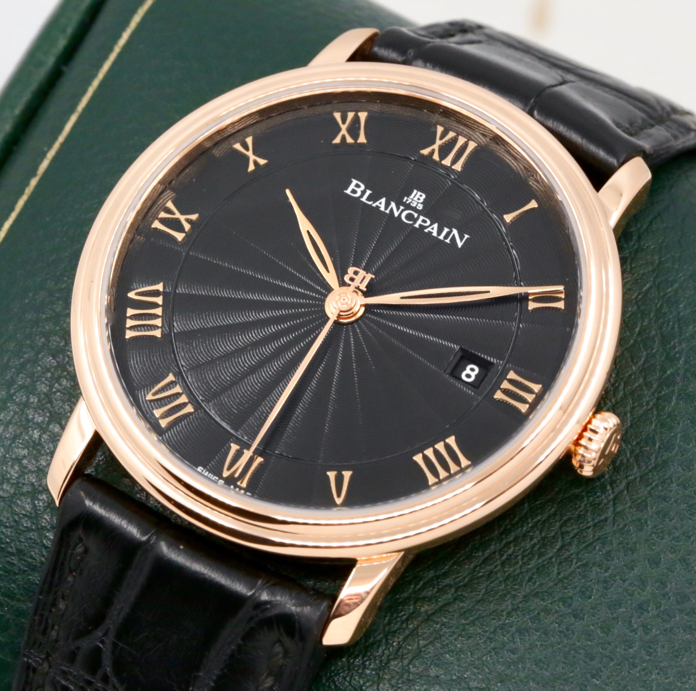Blancpain Villeret Ultraplate, in 18ct Rose Gold, Black Roman Dial, Black Blancpain Alligator Strap with 18ct Rose Gold Deployant, Ref. 6651 3630 55B, Circa: 2021, Complete with Box, Books & Blancpain Warranty Card - ON SALE!!! $9,900 - Image 3