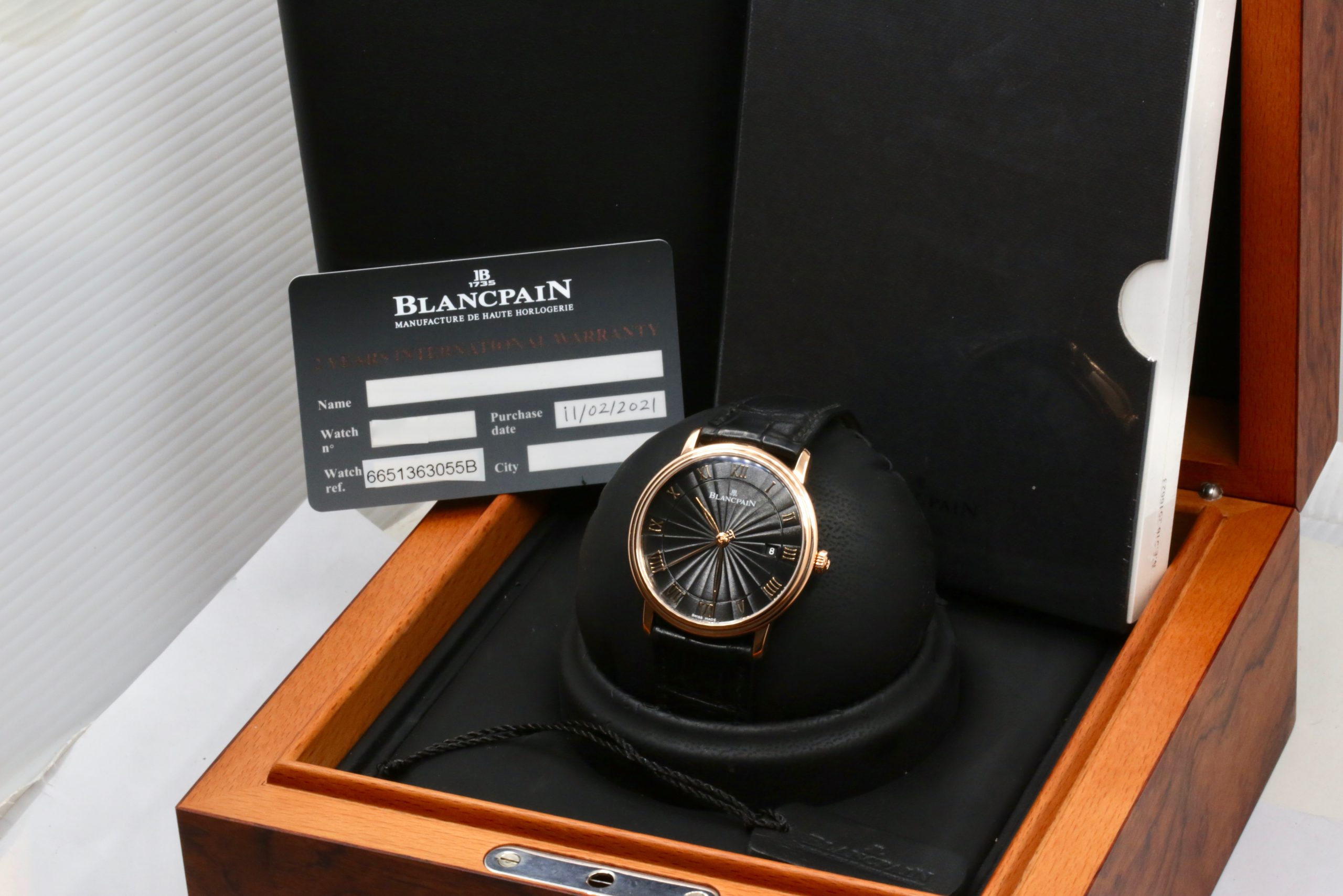 Blancpain Villeret Ultraplate, in 18ct Rose Gold, Black Roman Dial, Black Blancpain Alligator Strap with 18ct Rose Gold Deployant, Ref. 6651 3630 55B, Circa: 2021, Complete with Box, Books & Blancpain Warranty Card - ON SALE!!! $9,900 - Image 7