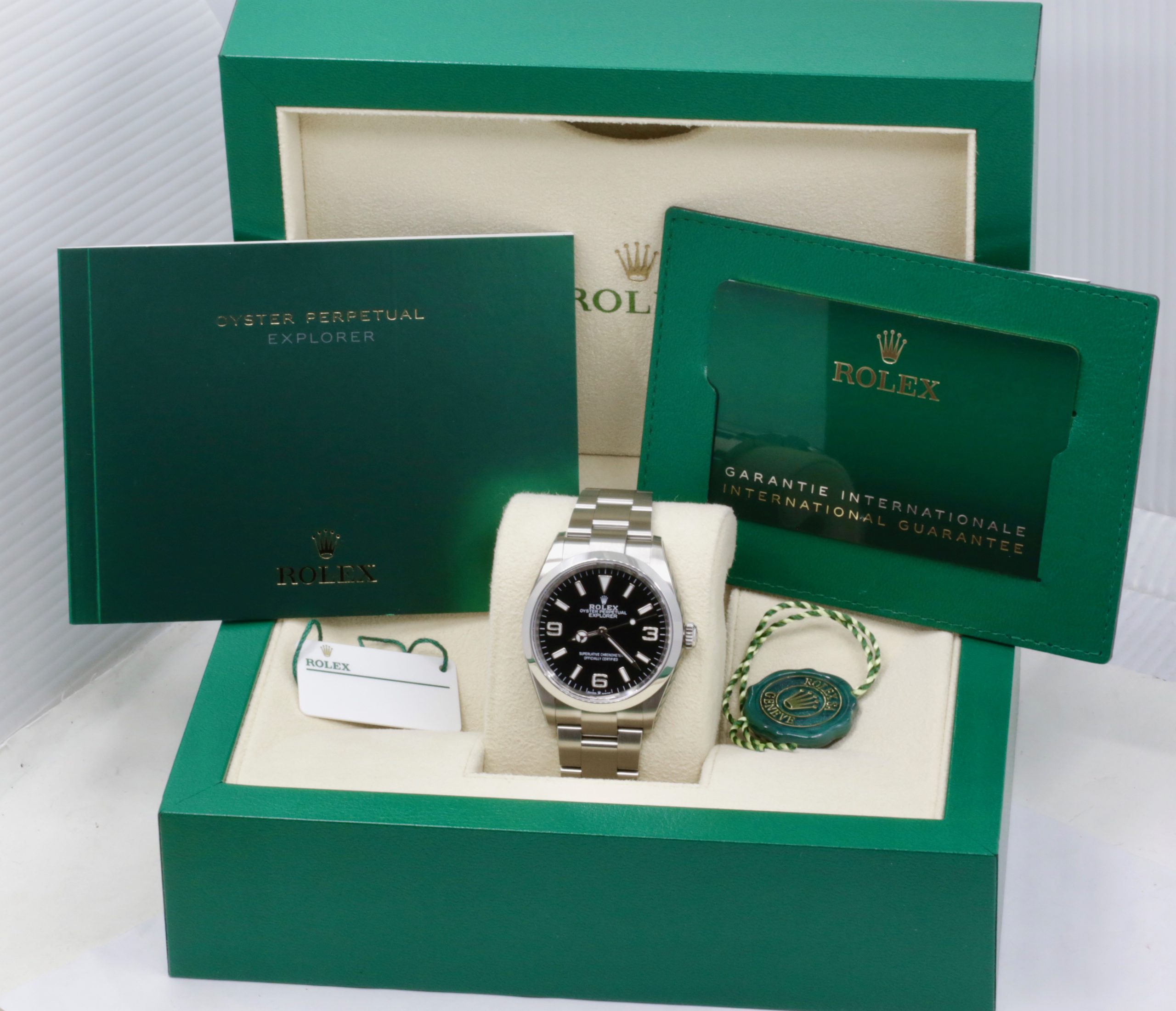 Rolex Explorer I, 36mm, in Oystersteel, Black 3, 6, 9 Dial, on Rolex Oystersteel Bracelet, Ref. 124270, Circa: 2024, Complete with Box, Books, Rolex Warranty Card & Balance of 5 Year Rolex Factory Warranty, - $12,250 - Image 7