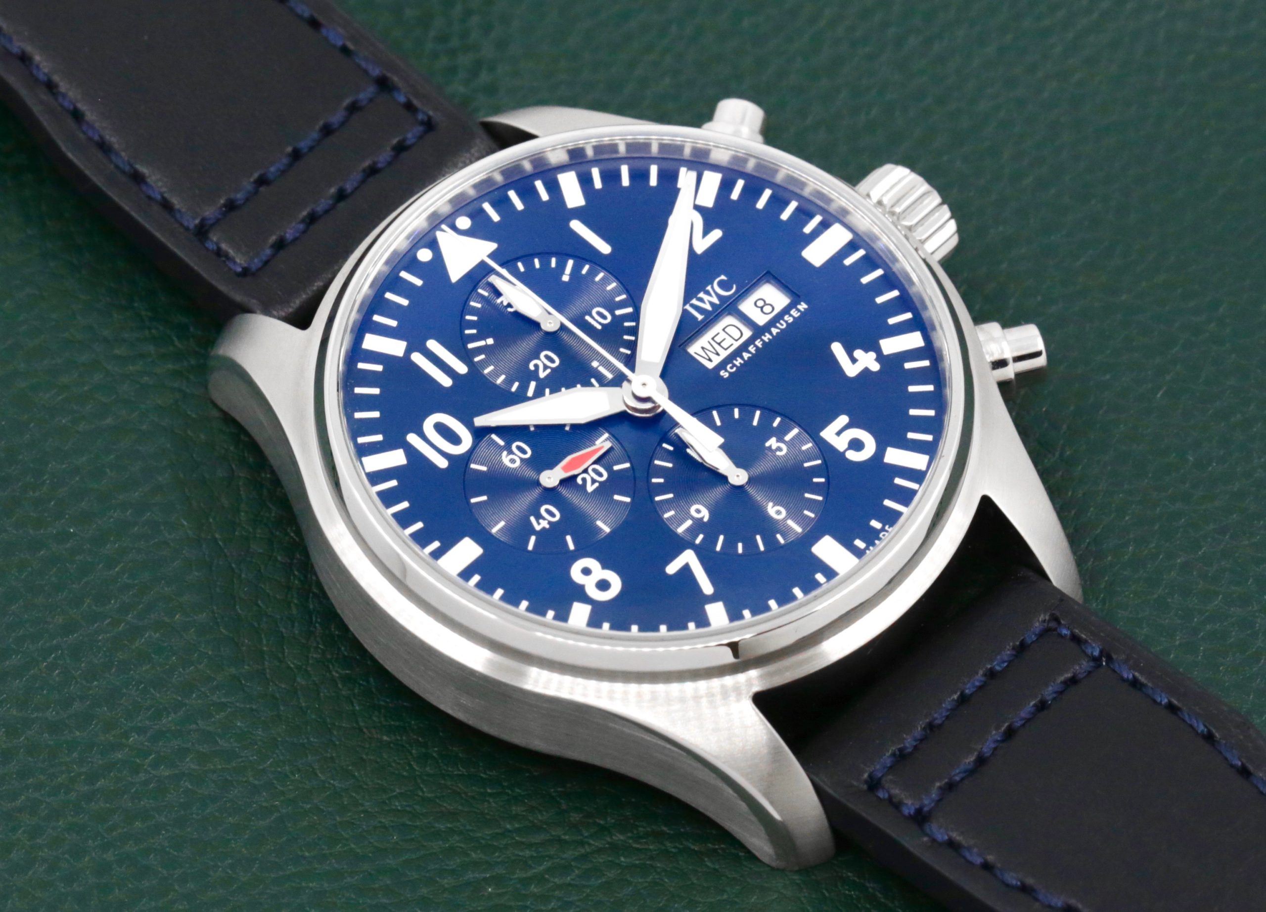 IWC Le Petit Prince Pilots Chronograph Day & Date in Stainless Steel, Blue Arab Dial, on a IWC Leather Strap, Ref: IW377714, with Box, Book and IWC Warranty Card Ca. 2016 - $5,990 - Image 2