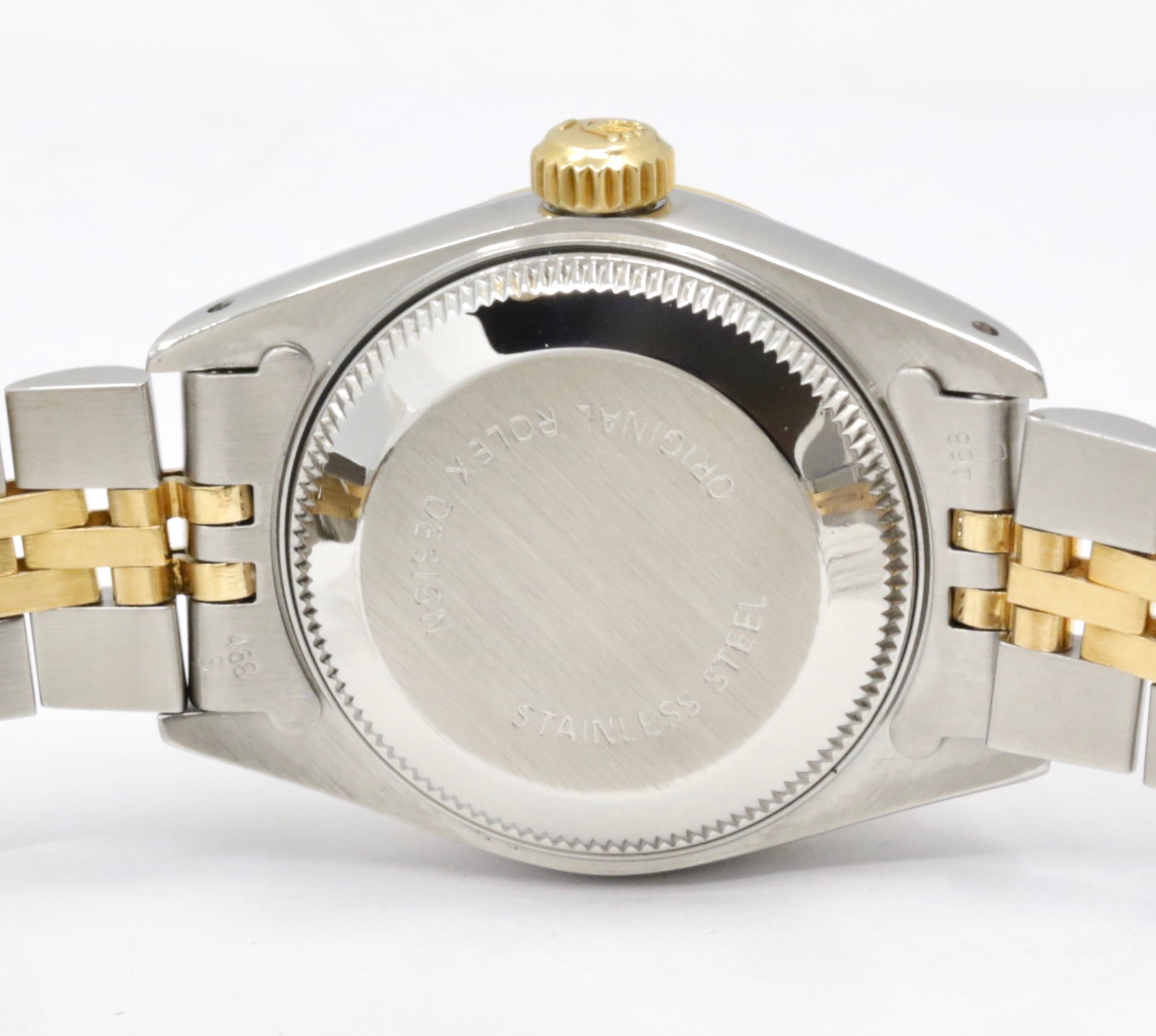 Rolex Lady-Datejust 26, in Stainless Steel & 18ct Yellow Gold, Fluted Bezel, Champagne Index Dial, on Stainless Steel & 18ct Yellow Gold Rolex Jubilee Bracelet, Ref. 69173, Circa: 1991 - Image 5