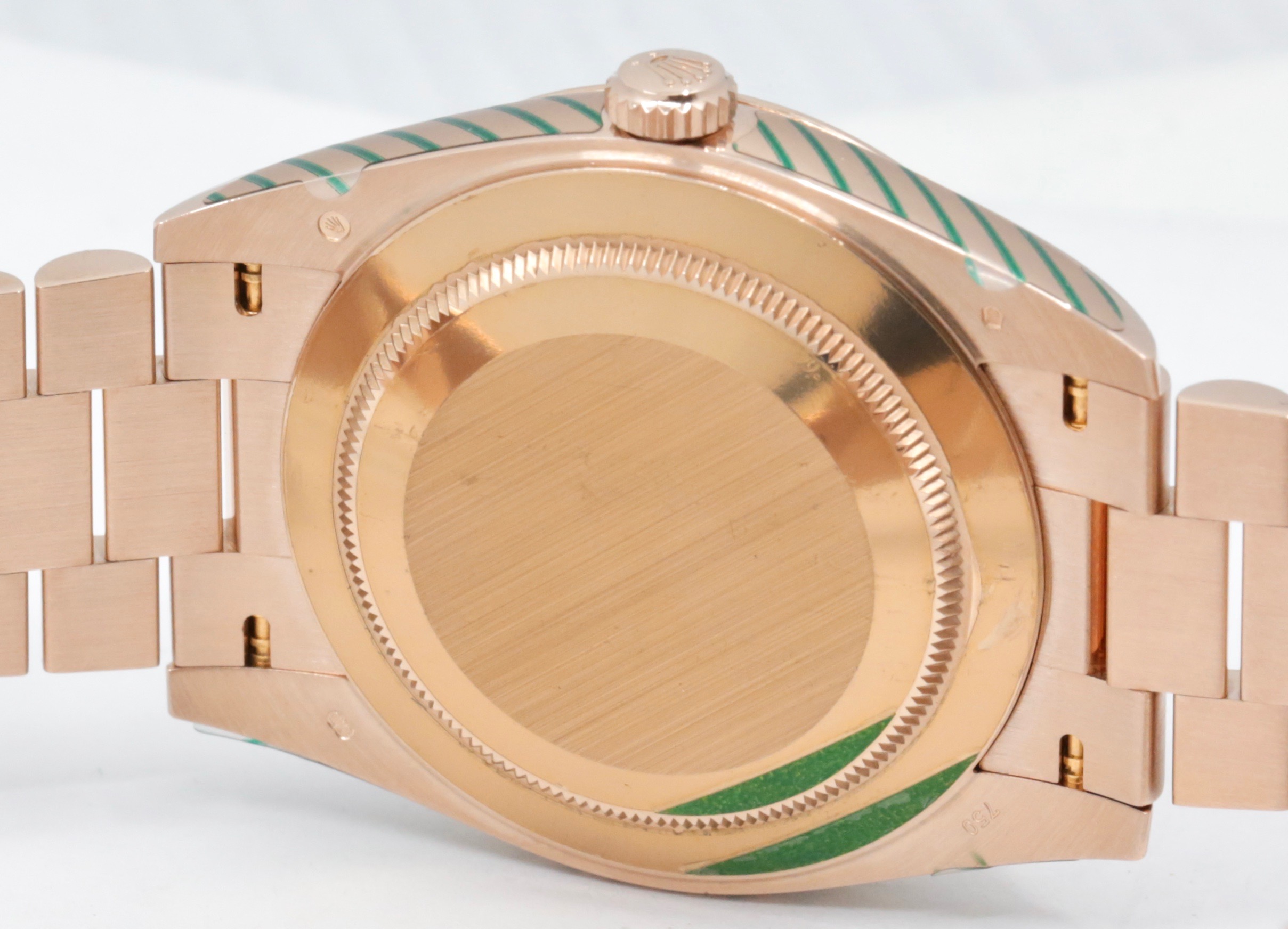 Rolex Day-Date 40, in 18ct Everose Gold, with Factory Set Sundust Baguette Diamond Dial, on 18ct Everose Gold Rolex President Bracelet, Ref. 228235, Circa: 2019, with Box, Books, Rolex Warranty Card, Rolex Service Card & Balance of 2 Year Rolex Service Warranty - Image 6