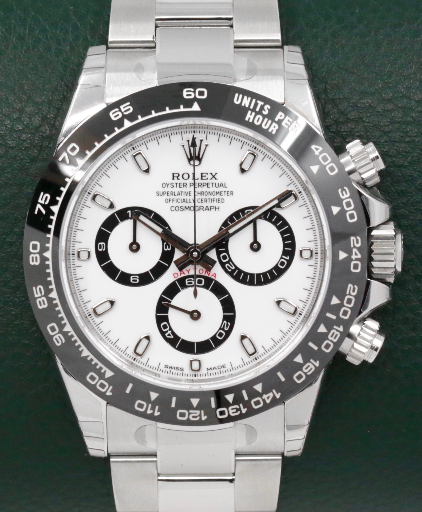 Rolex Cosmograph Daytona, Stainless Steel, Black Ceramic Bezel, White Index Dial, on a Rolex Oystersteel Bracelet, Ref: 116500LN, Circa: 2022, Complete with Box, Book, Green & White Tags, Rolex Warranty Card, & Balance of 5 Year Rolex Factory Warranty - UNWORN!!