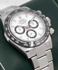 Alternative view of Rolex Cosmograph Daytona, Stainless Steel, Black Ceramic Bezel, White Index Dial, on a Rolex Oystersteel Bracelet, Ref: 116500LN, Circa: 2022, Complete with Box, Book, Green & White Tags, Rolex Warranty Card, & Balance of 5 Year Rolex Factory Warranty - UNWORN!!