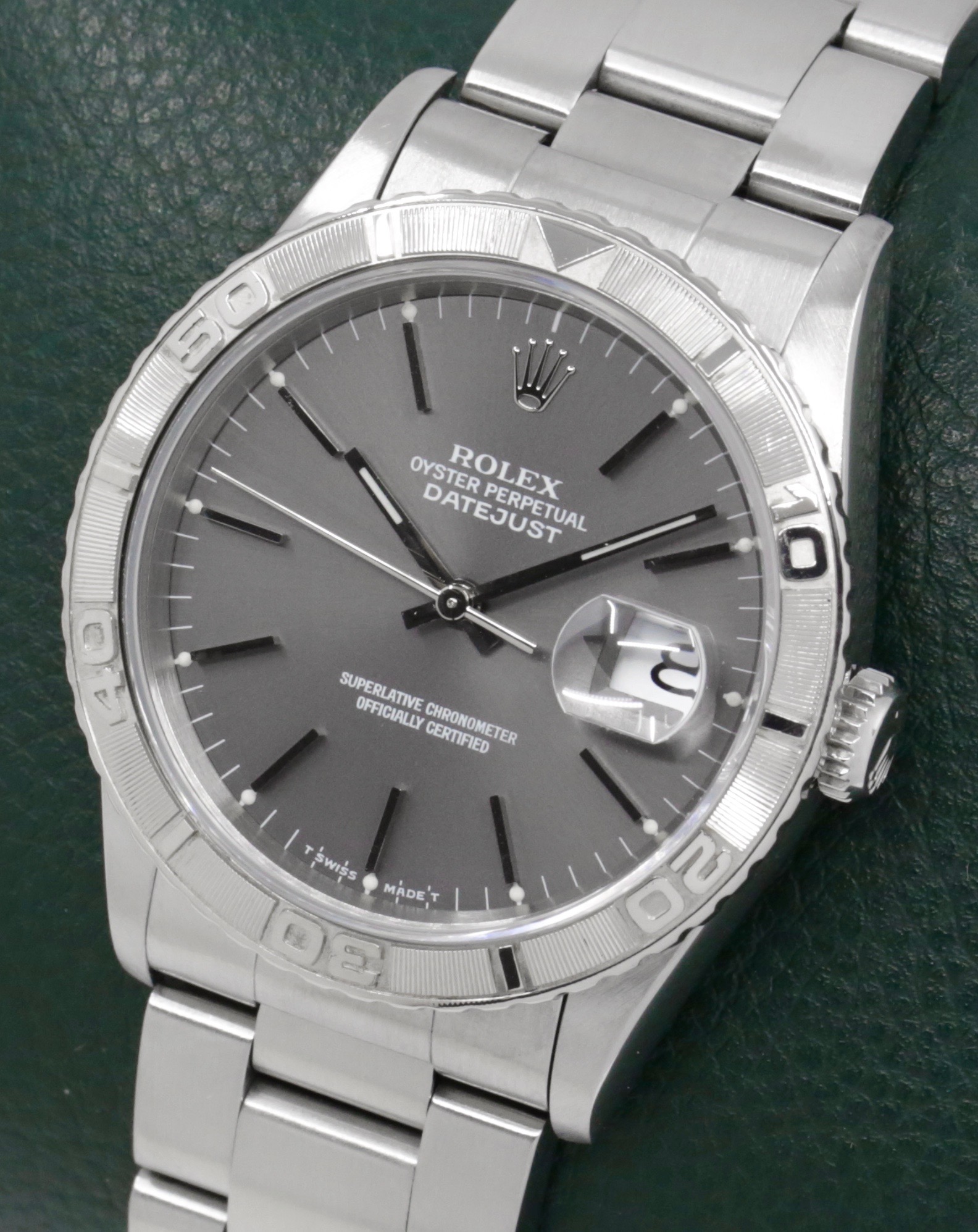 Rolex Oyster Perpetual Datejust 36 Turn-O-Graph, "Thunderbird" with Rotating Bezel, in Stainless Steel, Rhodium Index Dial, on Stainless Steel Rolex Oyster Bracelet, Ref.16264, 1997, with Box, Books, & Rolex Warranty Certificate. $9,900 - Image 3