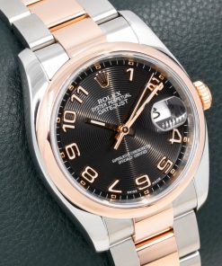 Alternative view of Rolex Datejust 36 in steel and 18ct Everose gold, smooth Everose gold bezel, Black concentric Arab dial on a Rolex steel and Everose gold Oyster bracelet. Ref: 116201, Box, Book and Rolex Warranty Card. Ca. 2011, $13850