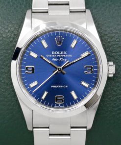 Rolex Oyster Perpetual Air King, 34mm, Stainless Steel, Blue 3,6,9 Dial, on Stainless Steel Rolex Oyster Bracelet, Ref. 14000, Circa: 2000 - $7,800